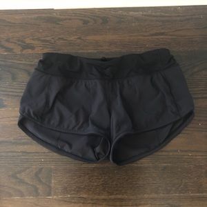 Black lace trimmed Lululemon shorts